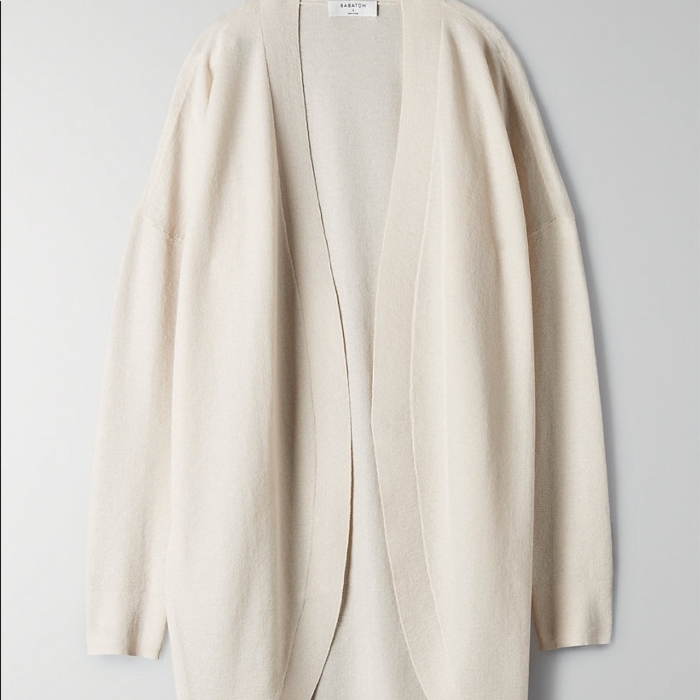 New Aritzia Babaton Beige White Lucida Summer Mesh Cardigan xxs 2xs 0 00